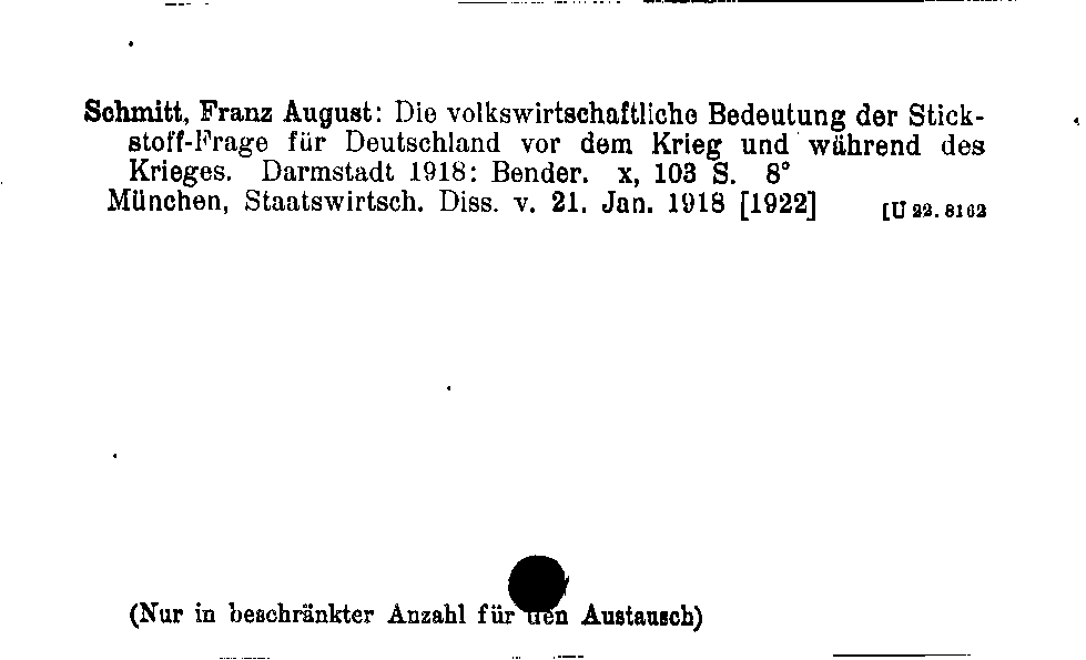 [Katalogkarte Dissertationenkatalog bis 1980]