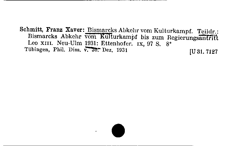 [Katalogkarte Dissertationenkatalog bis 1980]