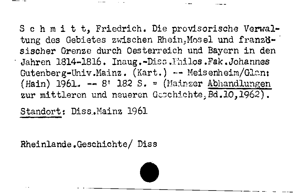 [Katalogkarte Dissertationenkatalog bis 1980]