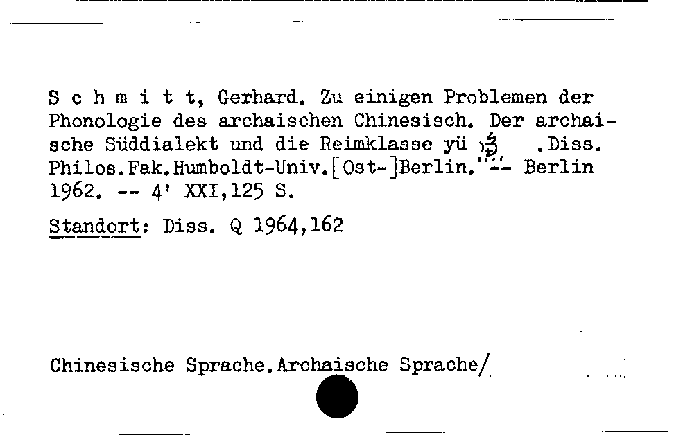 [Katalogkarte Dissertationenkatalog bis 1980]