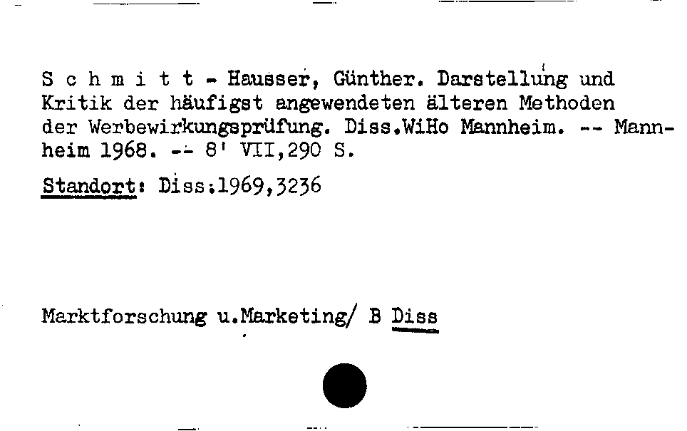 [Katalogkarte Dissertationenkatalog bis 1980]