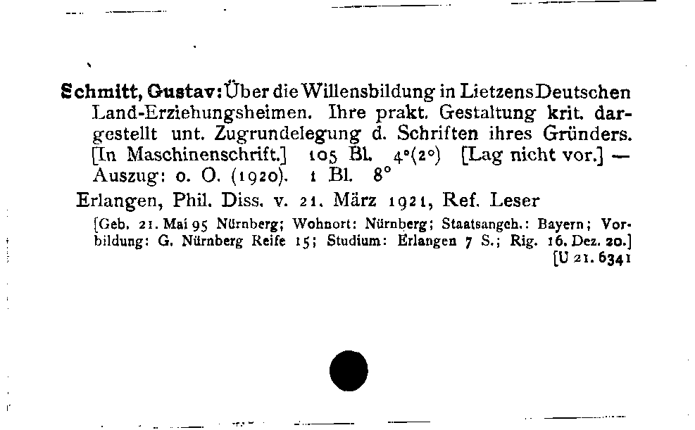 [Katalogkarte Dissertationenkatalog bis 1980]