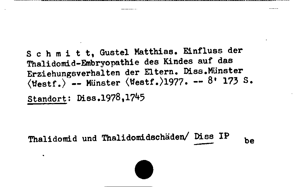 [Katalogkarte Dissertationenkatalog bis 1980]