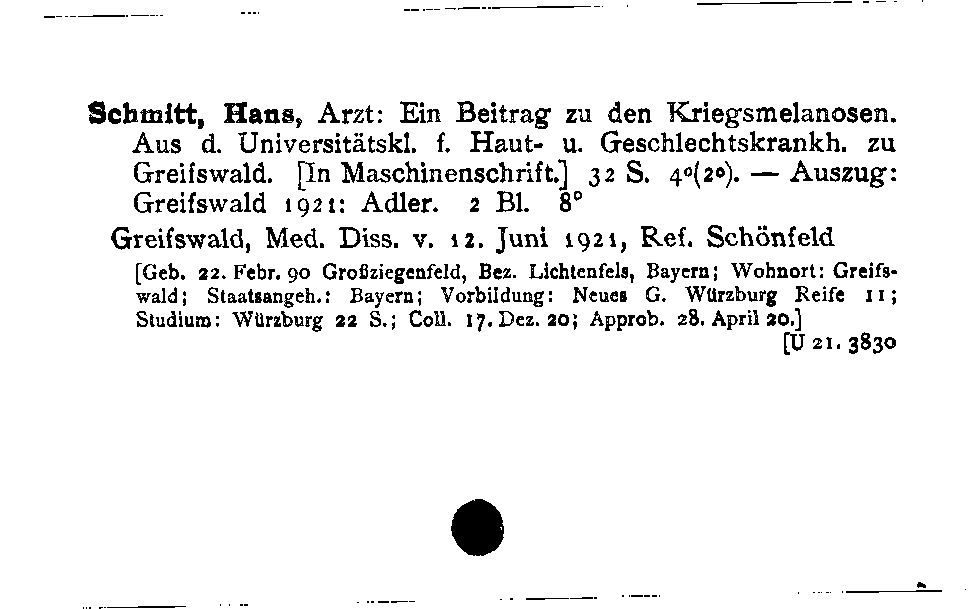 [Katalogkarte Dissertationenkatalog bis 1980]