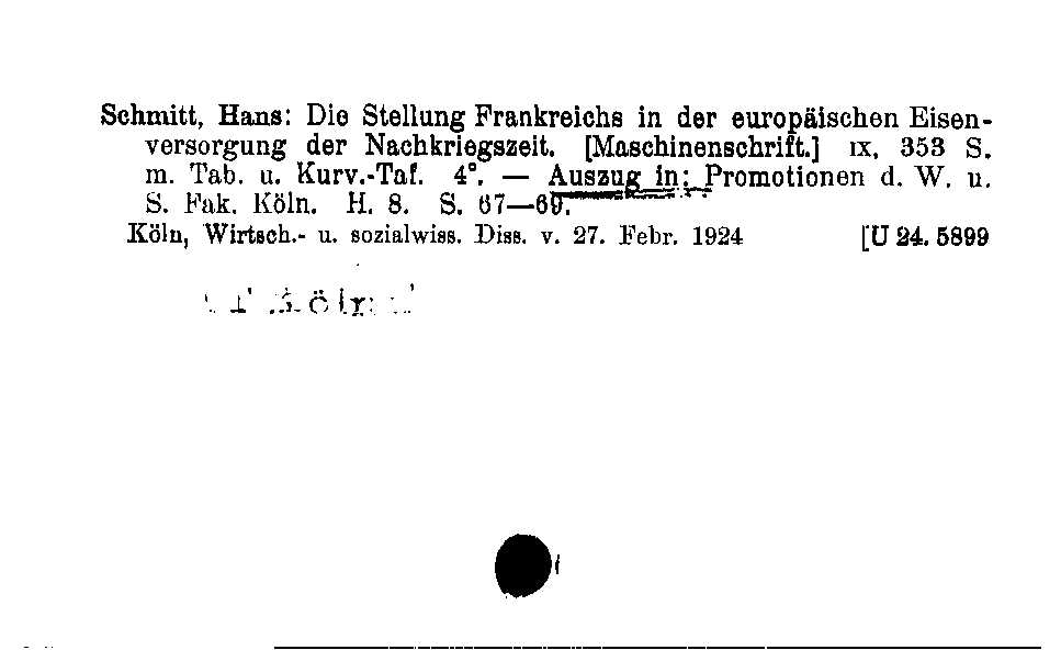 [Katalogkarte Dissertationenkatalog bis 1980]