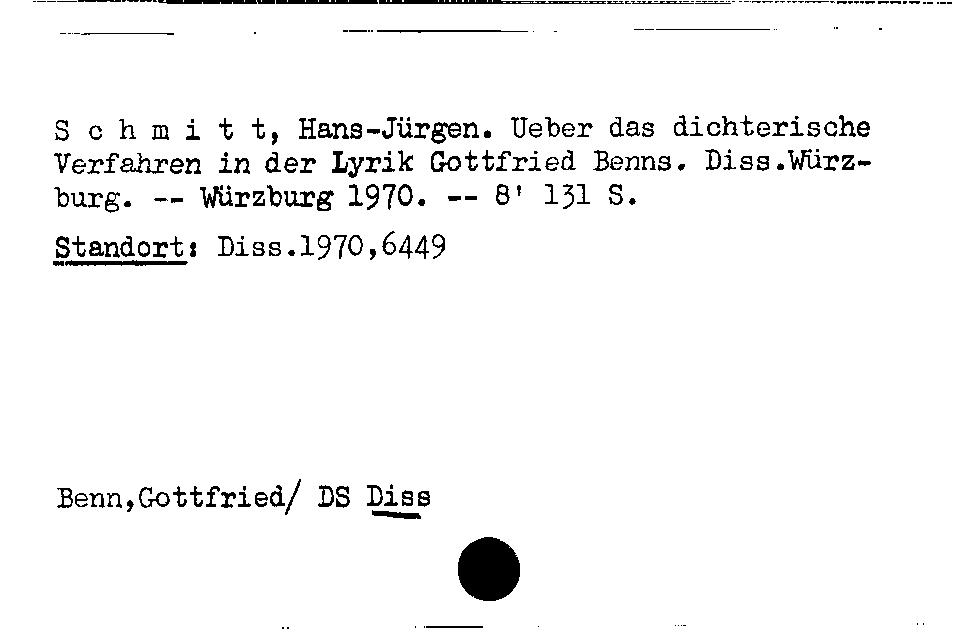 [Katalogkarte Dissertationenkatalog bis 1980]