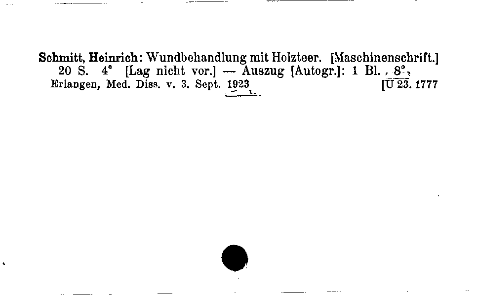 [Katalogkarte Dissertationenkatalog bis 1980]