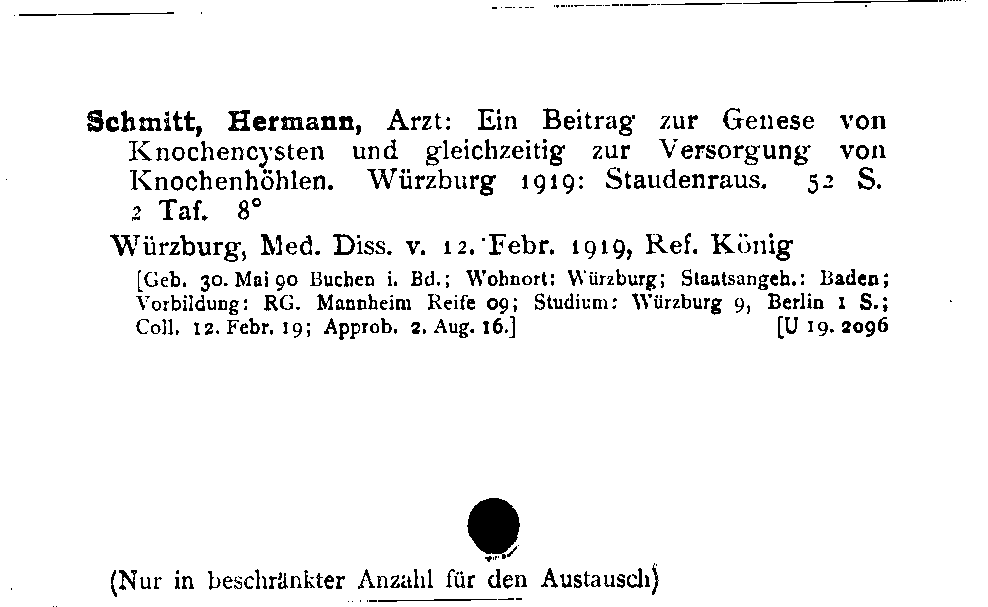 [Katalogkarte Dissertationenkatalog bis 1980]