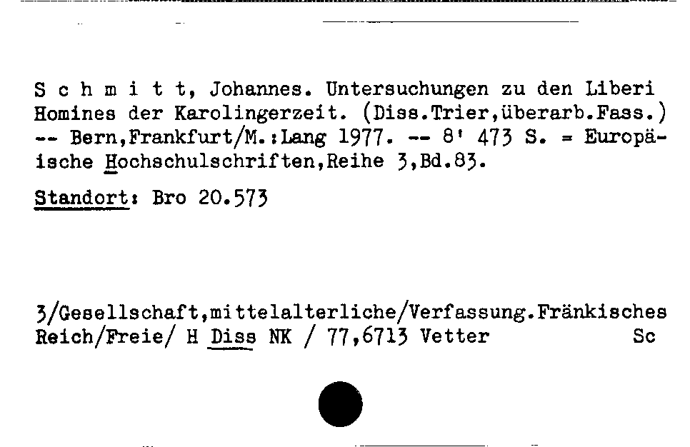 [Katalogkarte Dissertationenkatalog bis 1980]