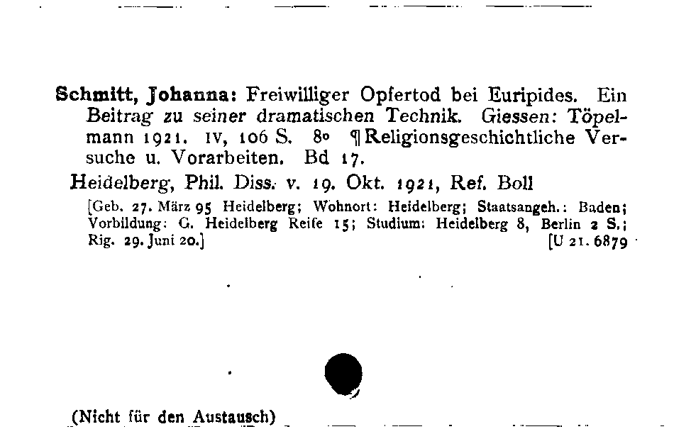 [Katalogkarte Dissertationenkatalog bis 1980]