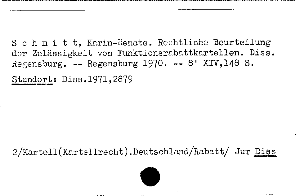 [Katalogkarte Dissertationenkatalog bis 1980]