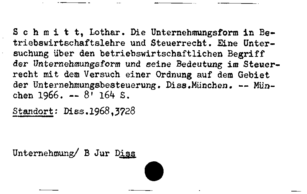 [Katalogkarte Dissertationenkatalog bis 1980]