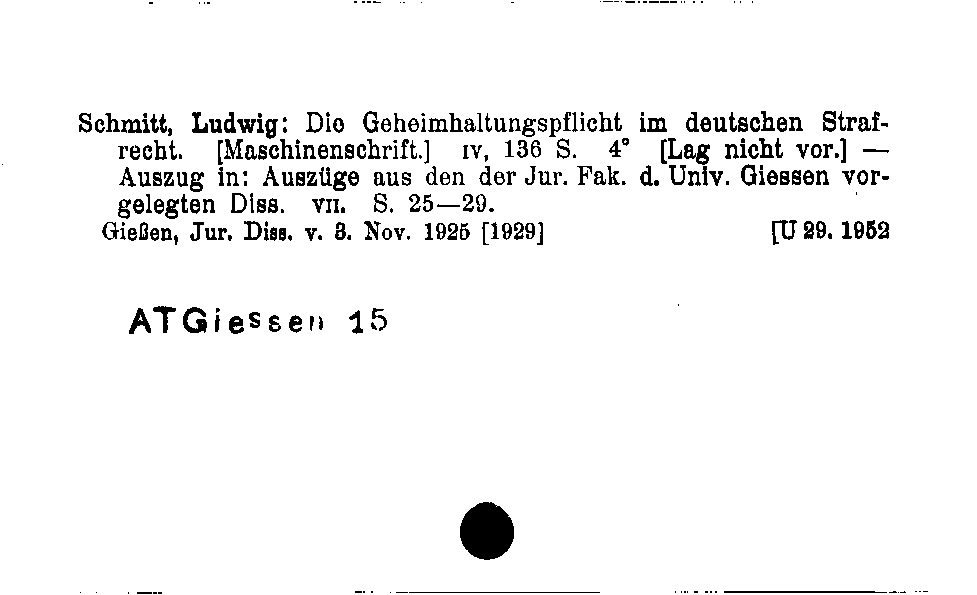 [Katalogkarte Dissertationenkatalog bis 1980]