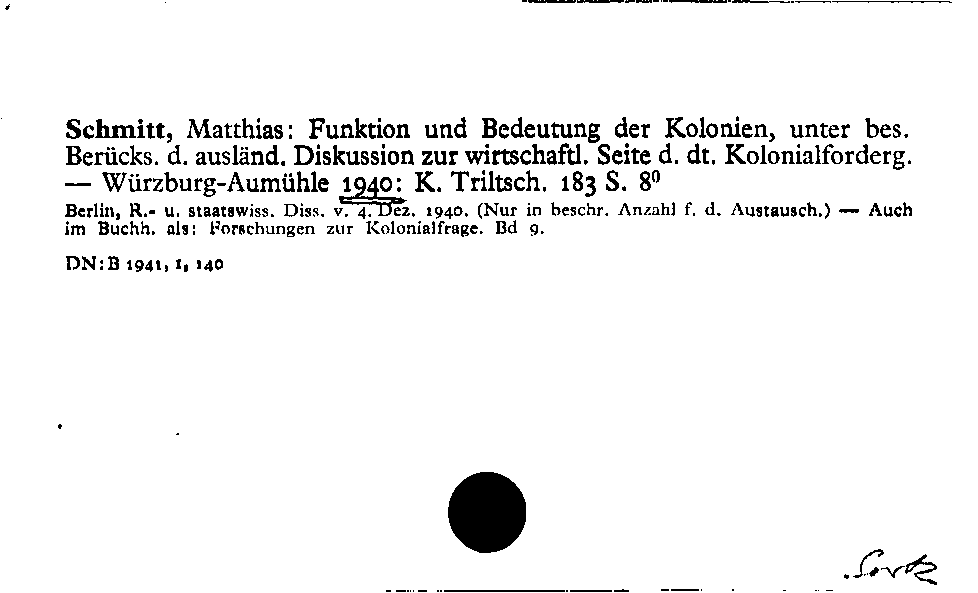 [Katalogkarte Dissertationenkatalog bis 1980]