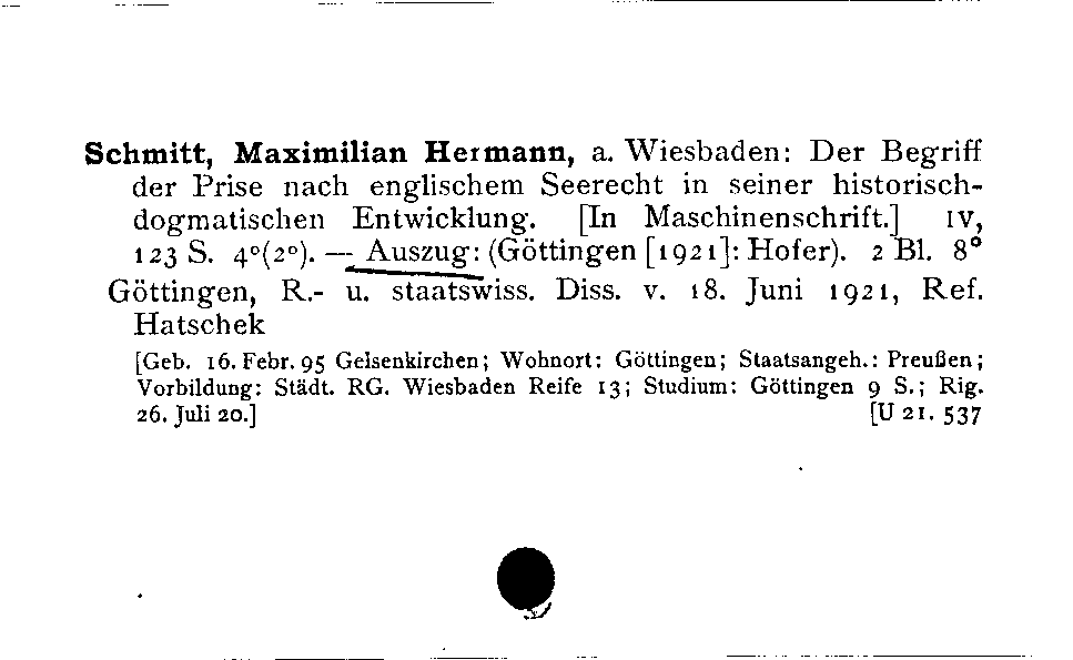 [Katalogkarte Dissertationenkatalog bis 1980]