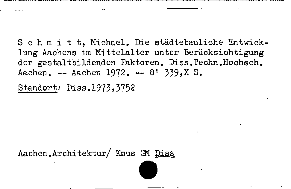 [Katalogkarte Dissertationenkatalog bis 1980]