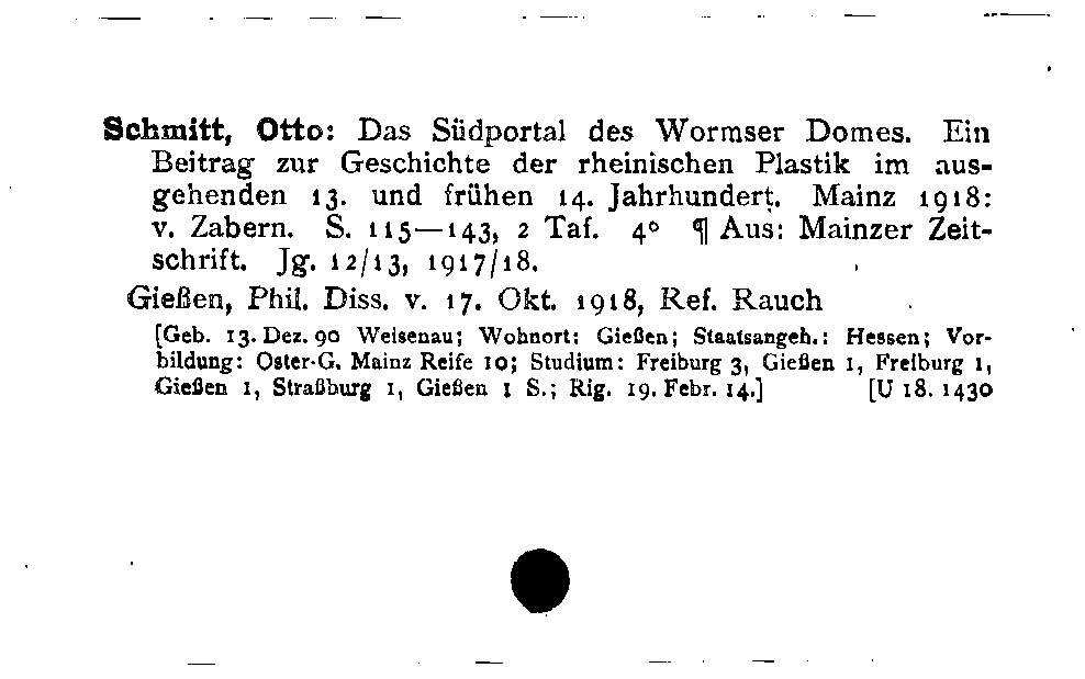 [Katalogkarte Dissertationenkatalog bis 1980]