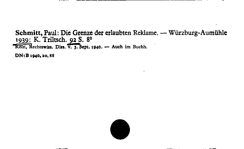 [Katalogkarte Dissertationenkatalog bis 1980]