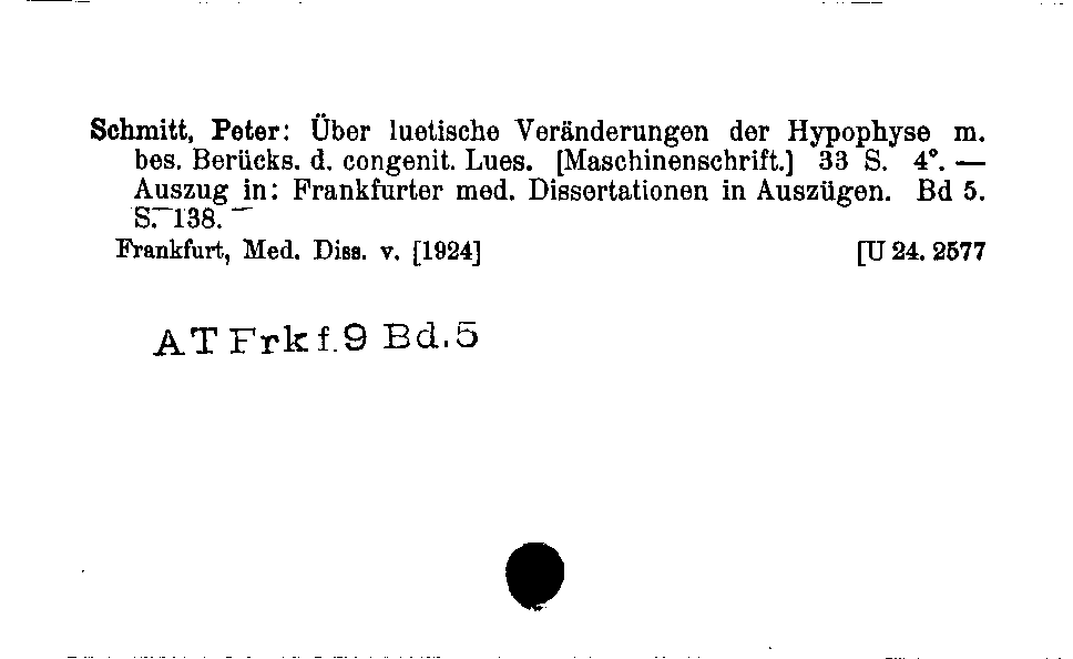 [Katalogkarte Dissertationenkatalog bis 1980]