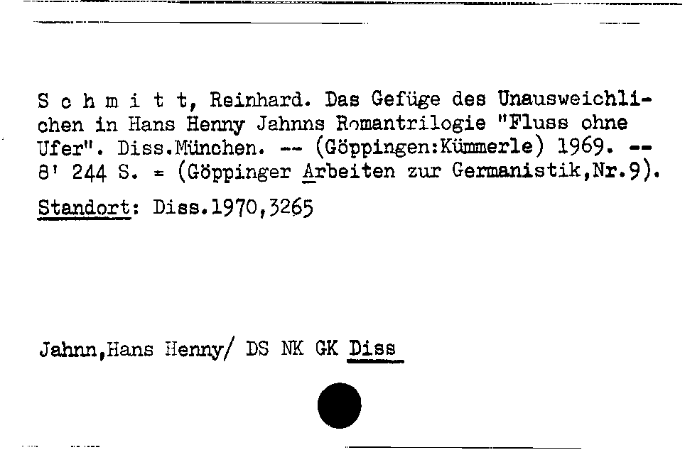 [Katalogkarte Dissertationenkatalog bis 1980]