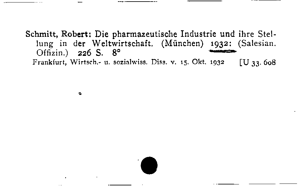 [Katalogkarte Dissertationenkatalog bis 1980]