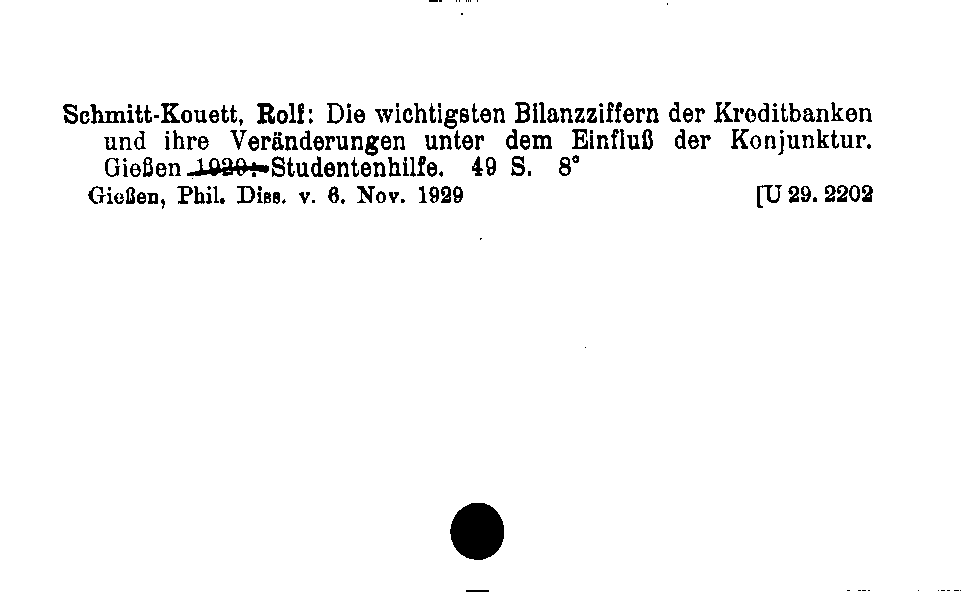 [Katalogkarte Dissertationenkatalog bis 1980]