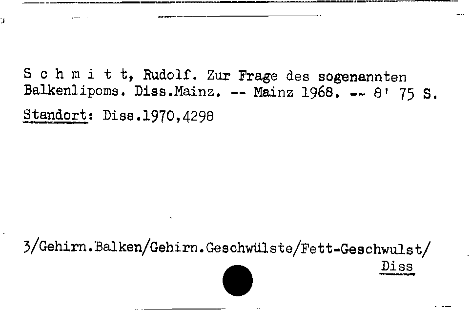 [Katalogkarte Dissertationenkatalog bis 1980]