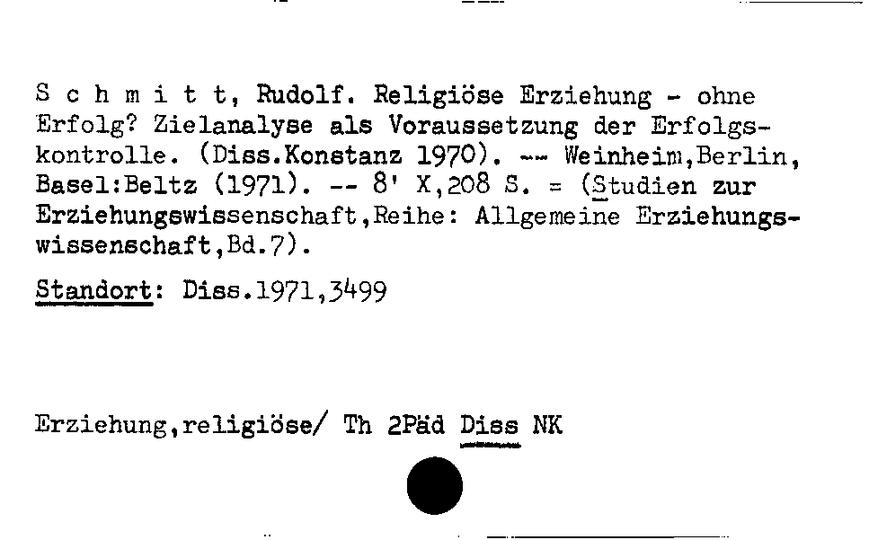 [Katalogkarte Dissertationenkatalog bis 1980]