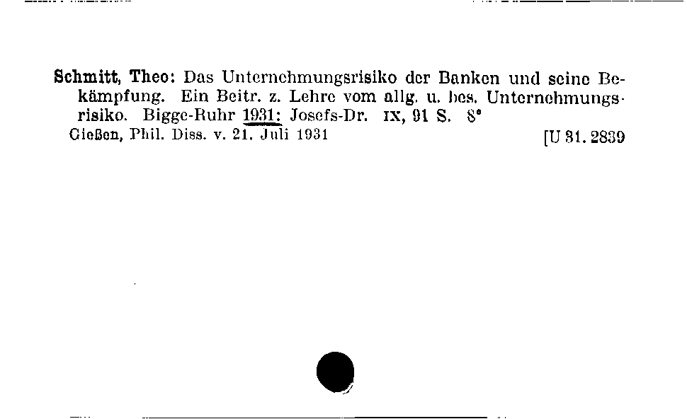 [Katalogkarte Dissertationenkatalog bis 1980]