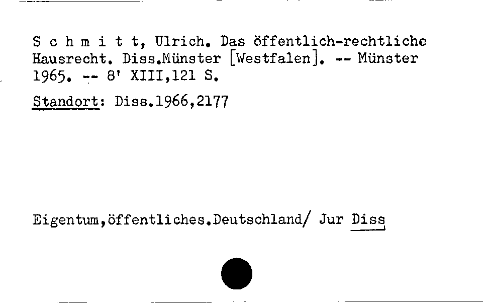 [Katalogkarte Dissertationenkatalog bis 1980]