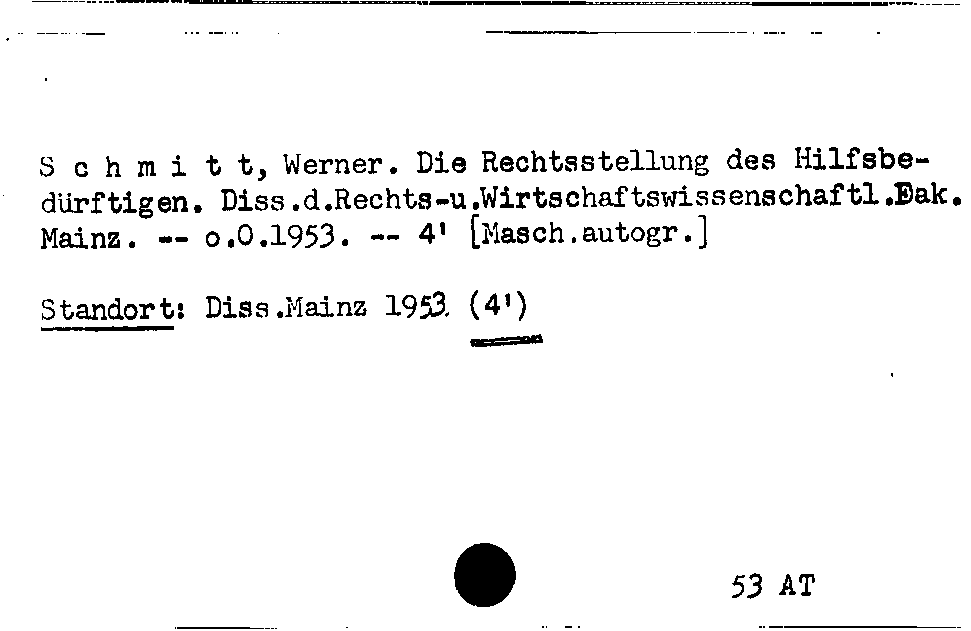 [Katalogkarte Dissertationenkatalog bis 1980]