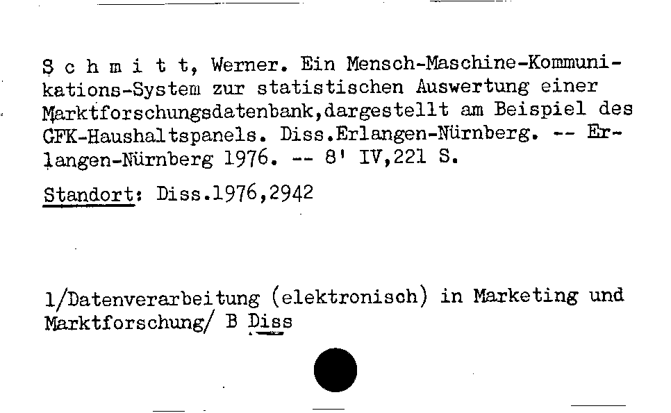 [Katalogkarte Dissertationenkatalog bis 1980]