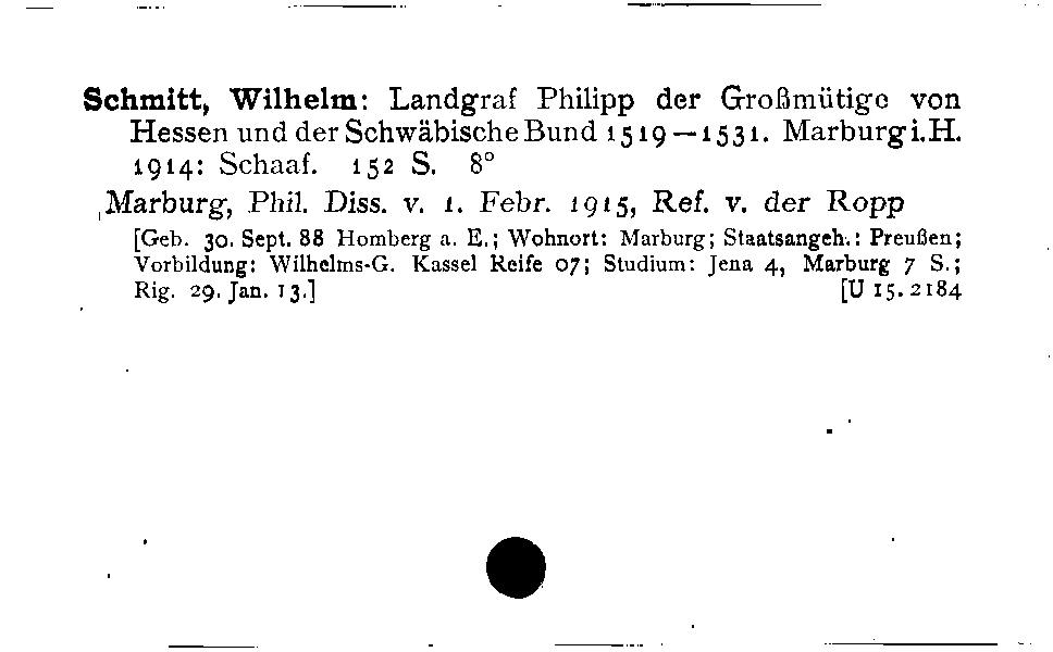 [Katalogkarte Dissertationenkatalog bis 1980]