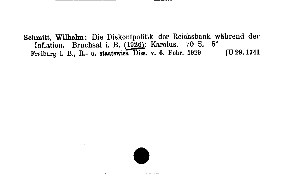 [Katalogkarte Dissertationenkatalog bis 1980]