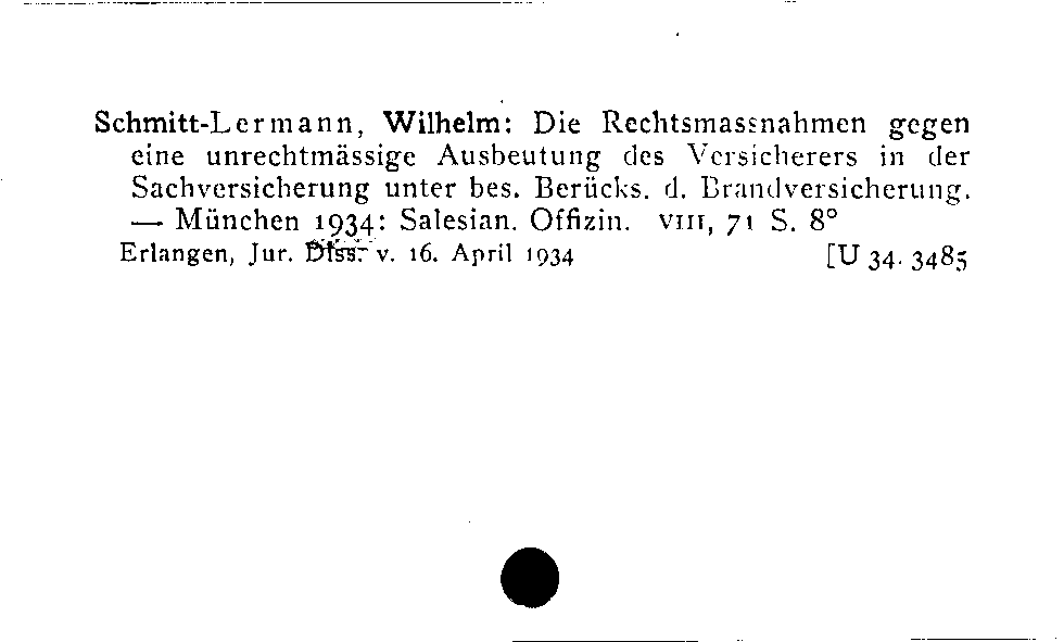 [Katalogkarte Dissertationenkatalog bis 1980]