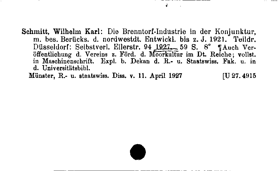 [Katalogkarte Dissertationenkatalog bis 1980]