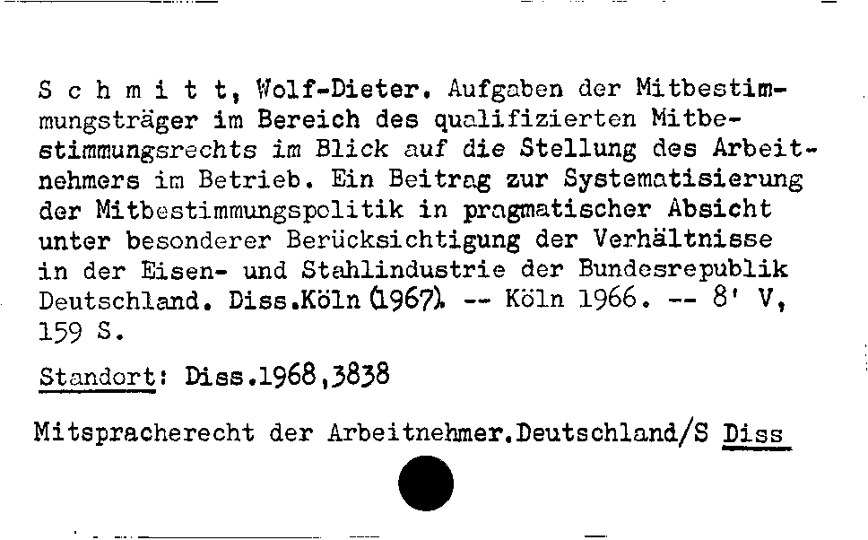 [Katalogkarte Dissertationenkatalog bis 1980]