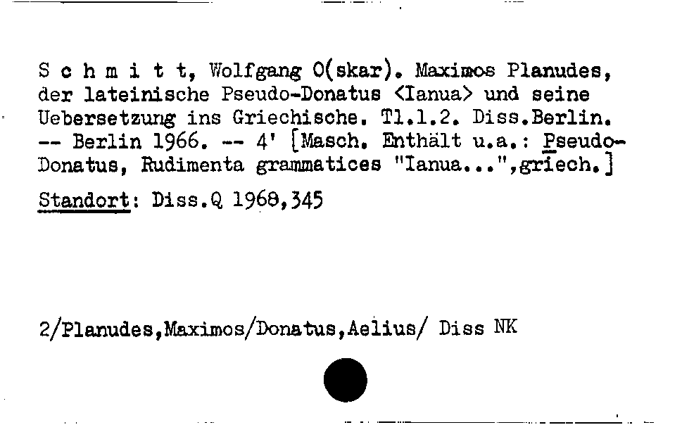 [Katalogkarte Dissertationenkatalog bis 1980]