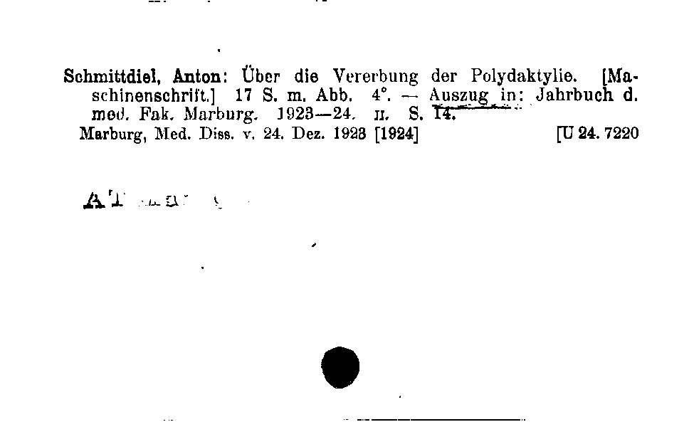 [Katalogkarte Dissertationenkatalog bis 1980]