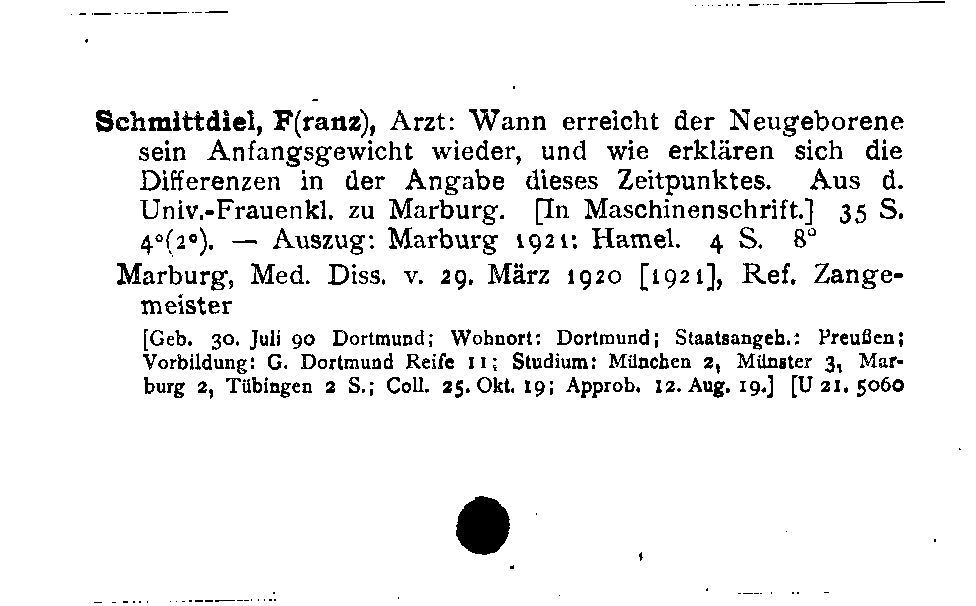 [Katalogkarte Dissertationenkatalog bis 1980]