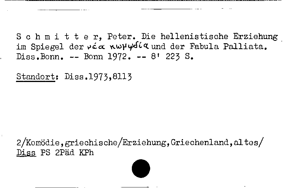 [Katalogkarte Dissertationenkatalog bis 1980]