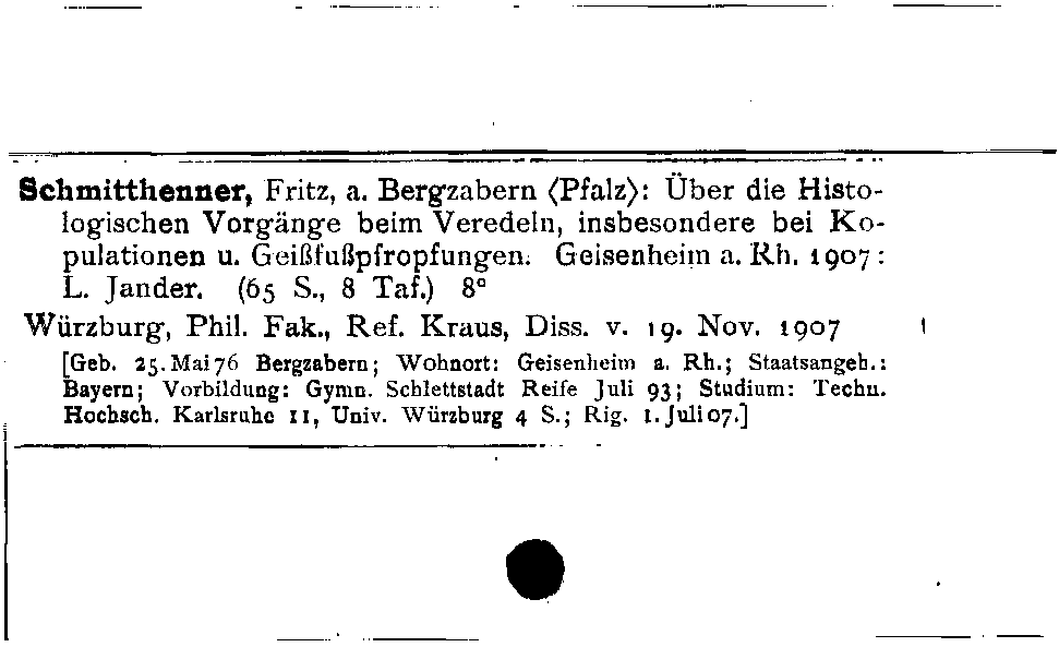 [Katalogkarte Dissertationenkatalog bis 1980]