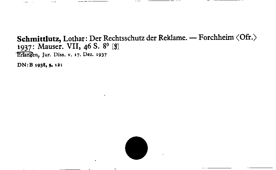 [Katalogkarte Dissertationenkatalog bis 1980]