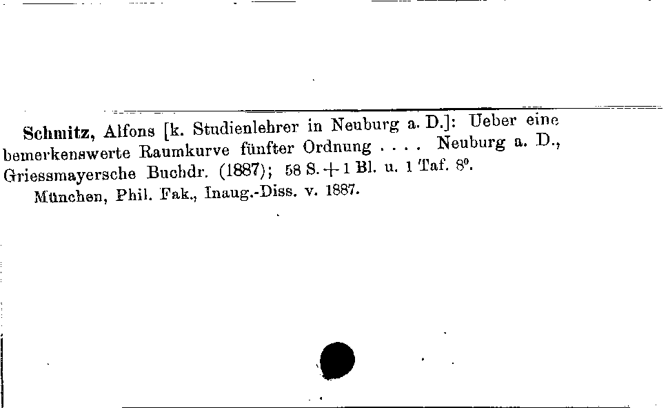 [Katalogkarte Dissertationenkatalog bis 1980]