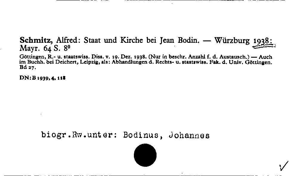 [Katalogkarte Dissertationenkatalog bis 1980]