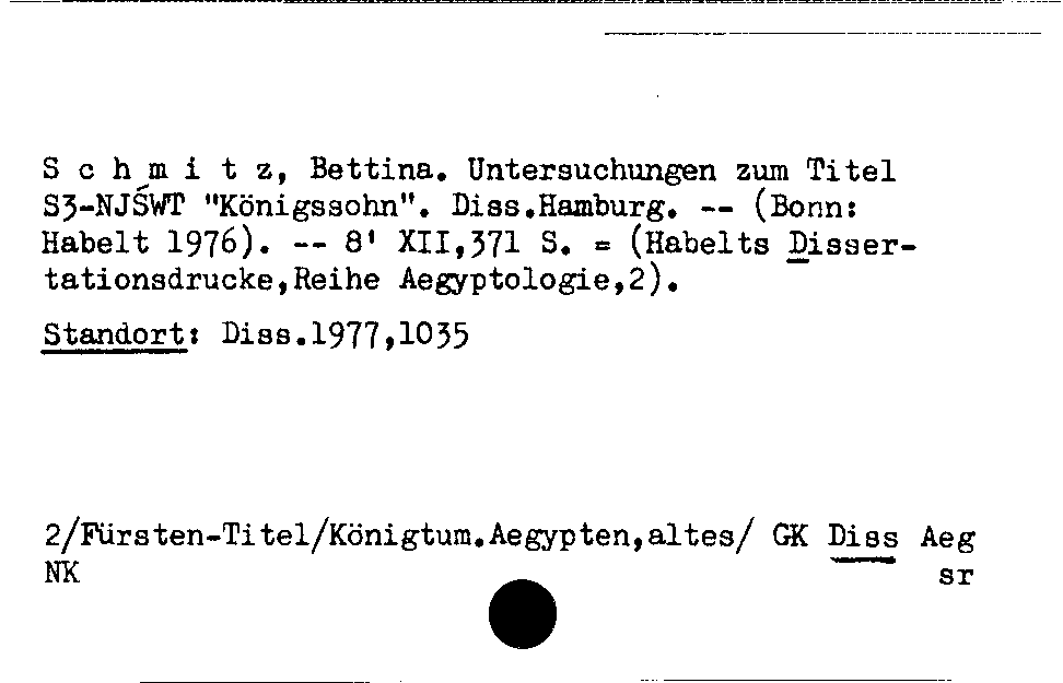 [Katalogkarte Dissertationenkatalog bis 1980]