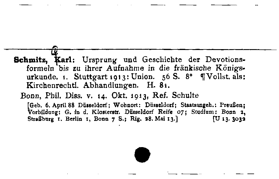 [Katalogkarte Dissertationenkatalog bis 1980]