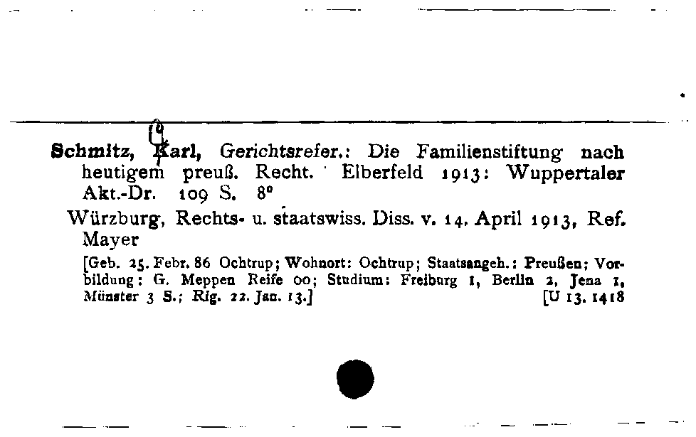 [Katalogkarte Dissertationenkatalog bis 1980]