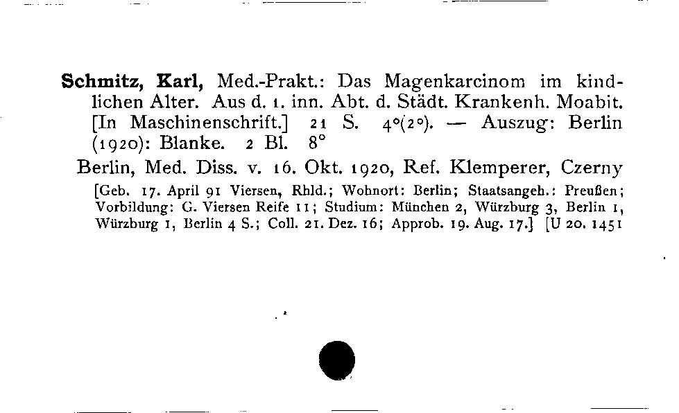 [Katalogkarte Dissertationenkatalog bis 1980]