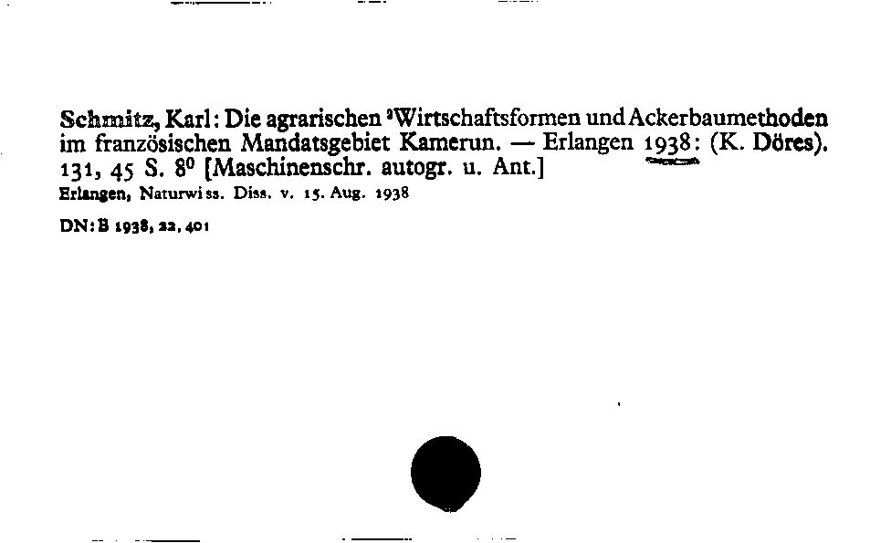 [Katalogkarte Dissertationenkatalog bis 1980]